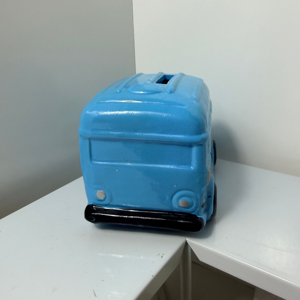 Peanuts School Bus Ceramic Coin Bank Blue Vtg Style Snoopy Charlie Brown Gang - Picture 2 of 7